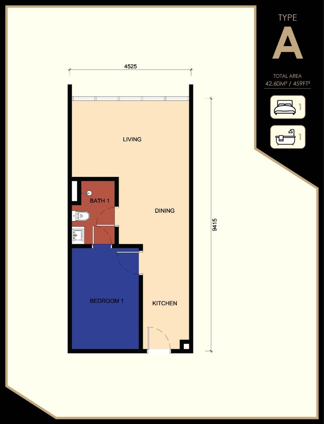 Majestic Type A floor plan in KLCC, Kuala Lumpur